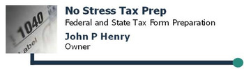 No Stress Tax Prep Company Logo by John Henry in Trevor WI